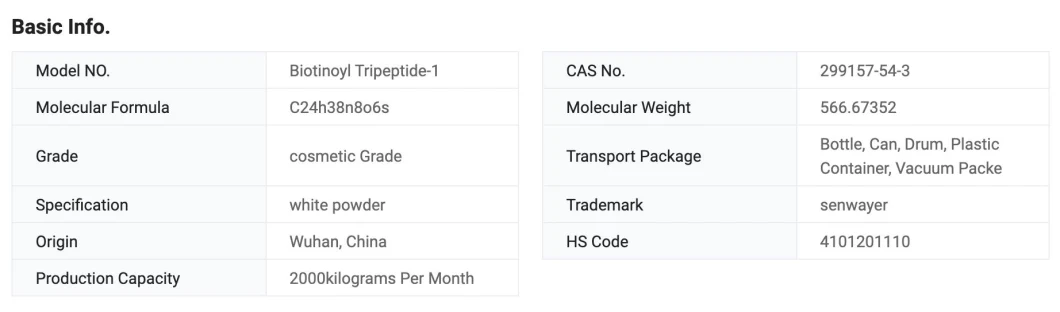 Eye Care and Hair Growth Series Cosmetic Peptide Biotinoyl Tripeptide-1 CAS. 299157-54-3